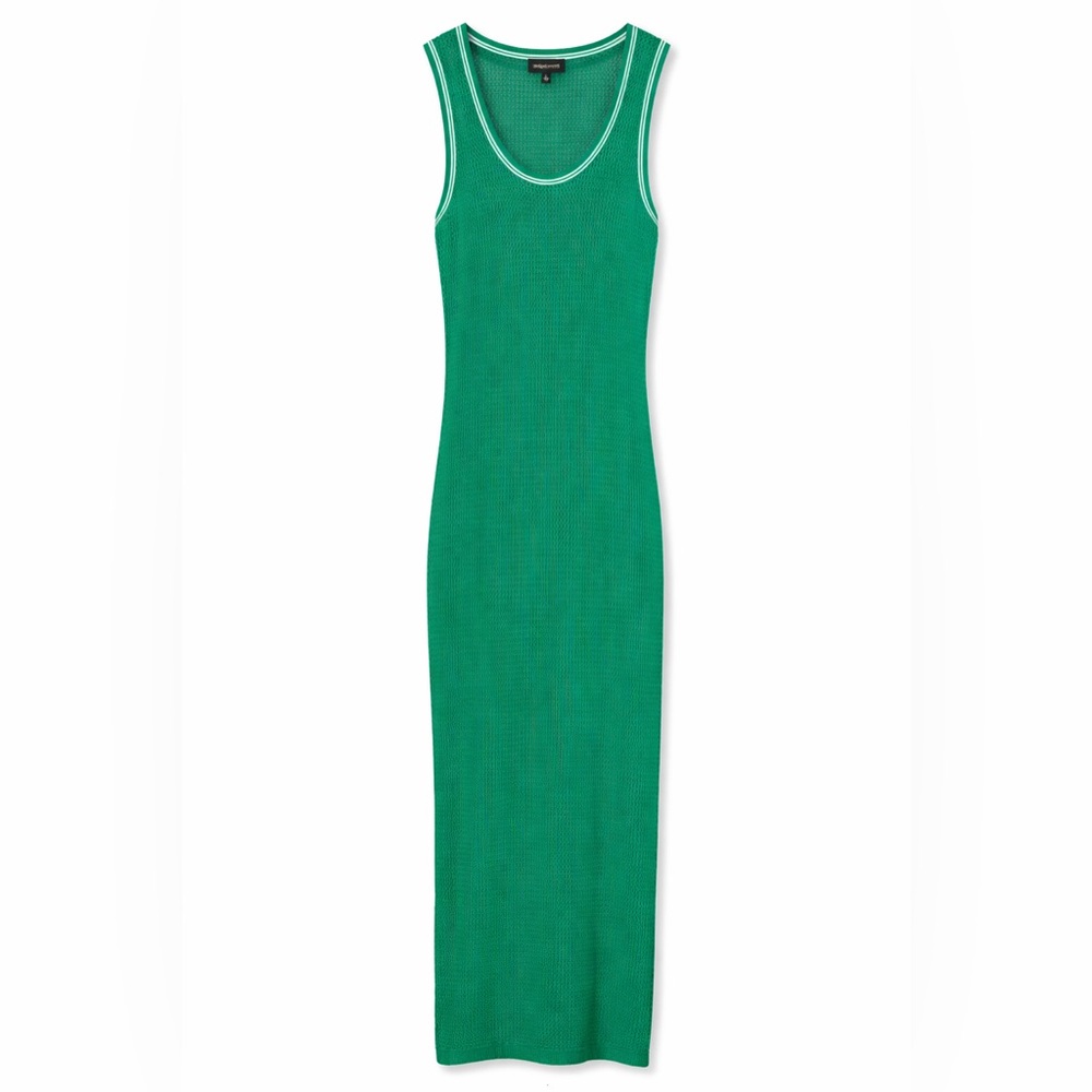 36point5 Green Mesh Knit Midi Dress Sleeveless Racerback L